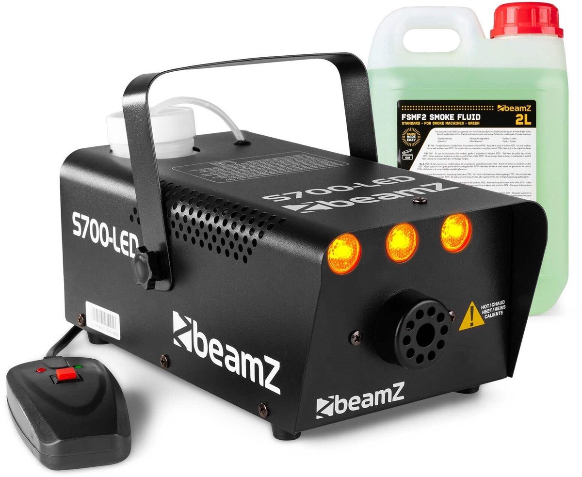Rookmachine met Vlam effect - BeamZ S700LED - Afstandsbediening - 2 Liter vloeistof - 3 LED's - 700W