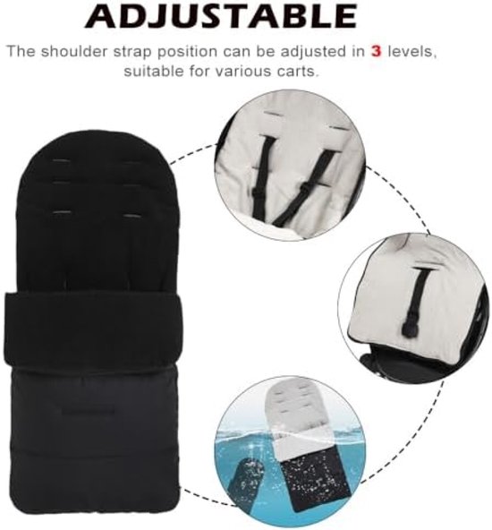 PromoHome Universele Baby Voetenzak Winter Warme Voetmuff Kinderwagen Autostoel Zachte Stof Veilige Sluiting 80x40 cm Geschikt 1-5 Jaar van Merkloos — afbeelding 3