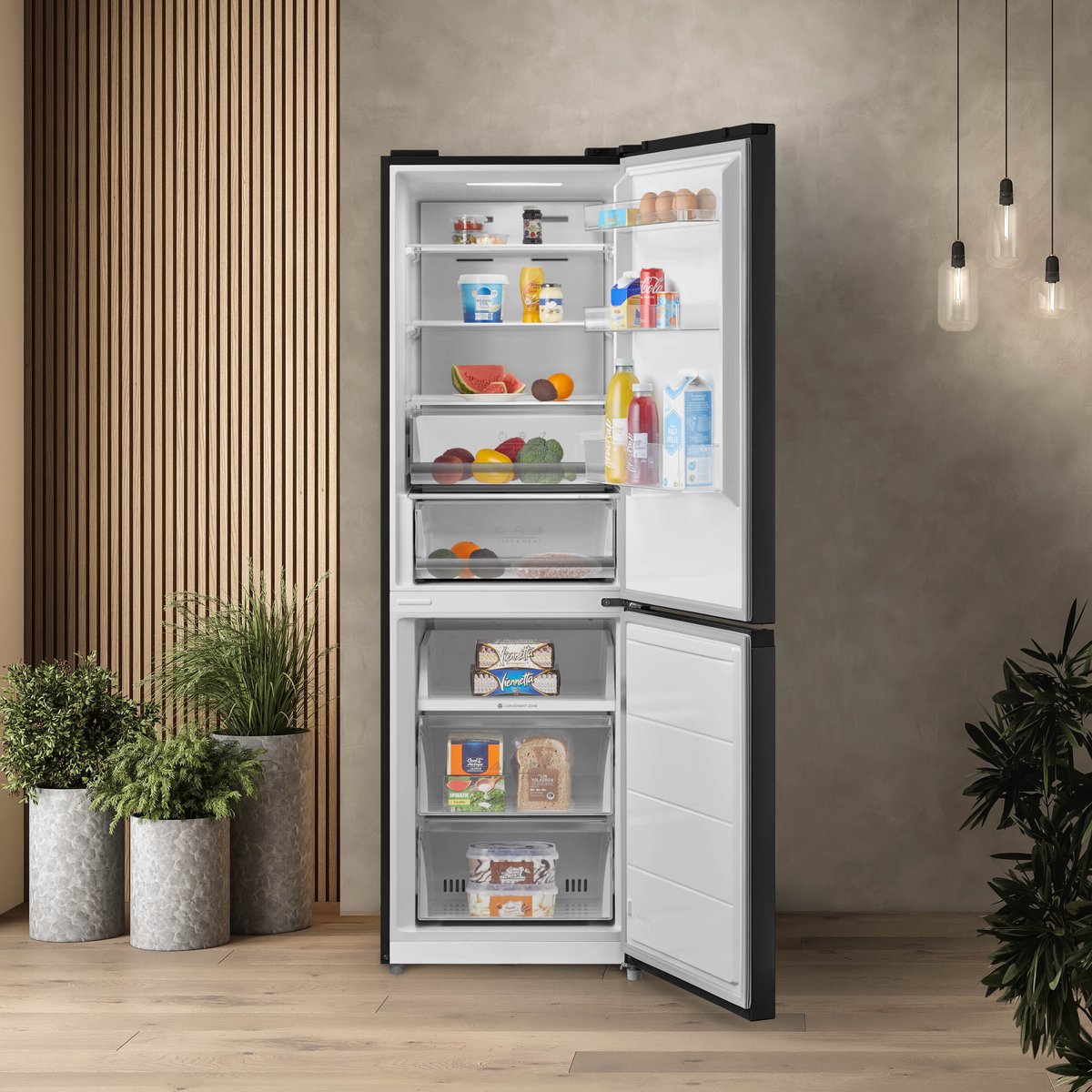 Inventum KV1850B No Frost energiezuinige koel-vriescombinatie - 185 cm hoog - 338 liter - Zeer stil: 35 dB - Superkoelen - Supervriezen - Energielabel C - Vrijstaand - Zwart — afbeelding 6
