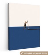 Toile - Abstrait - Bateau - Mer - Texte - Chapeau - Abstrait - 60x80 cm - Canvasdoek - Peinture sur toile