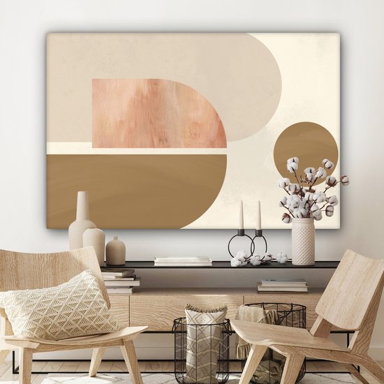 Toile Peinture Rose - Design - Abstrait - 150x100 cm - Décoration murale