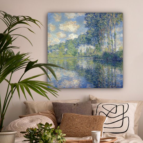 Toile Peinture Peupliers à l'Epte - Peinture de Claude Monet - 90x90 cm - Décoration murale