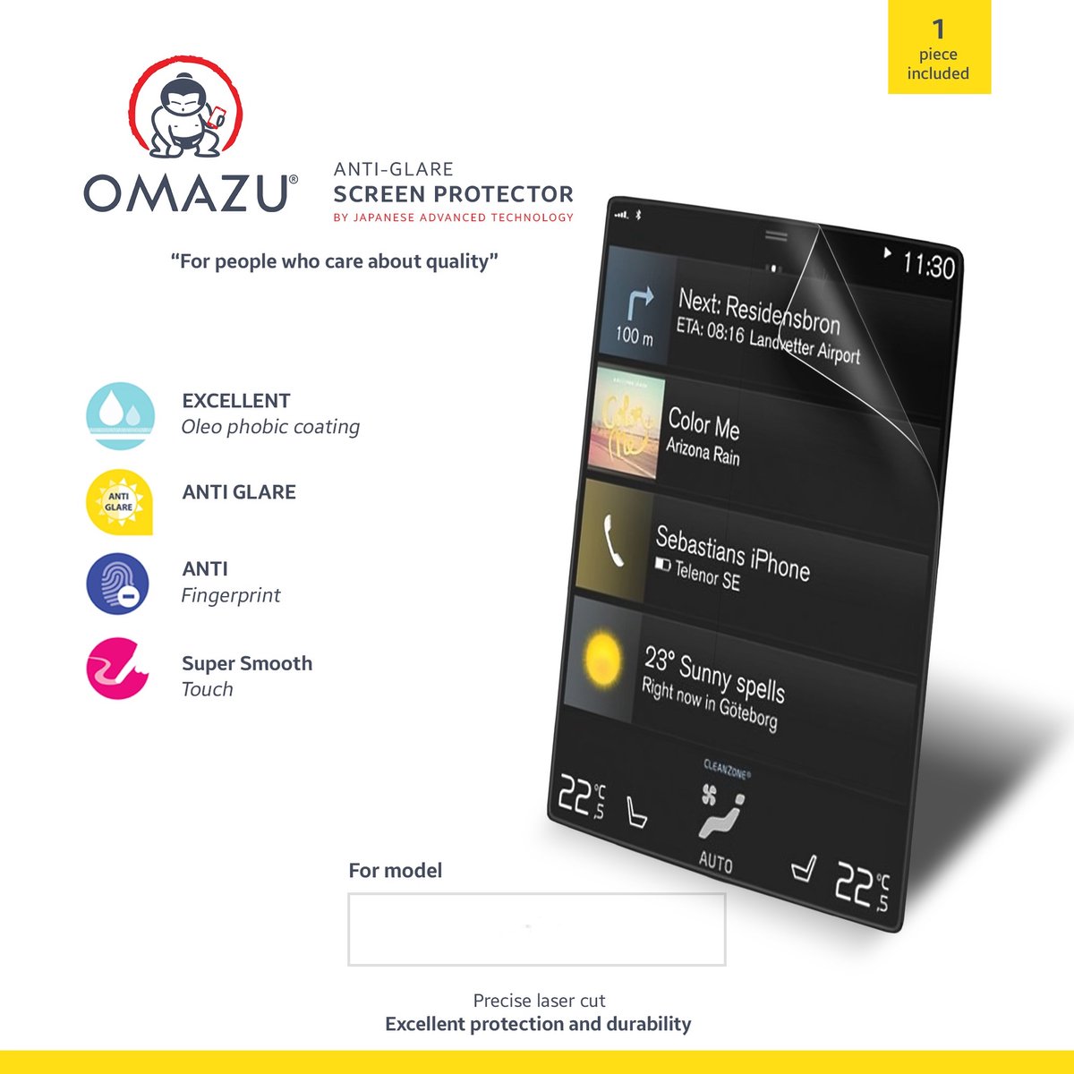 OMAZU 3D Flex TPU Screenprotector / Anti Reflex, Anti-Vingerafdruk (Matte) voor automotive interieur Displays, geschikt voor: Volvo EX30