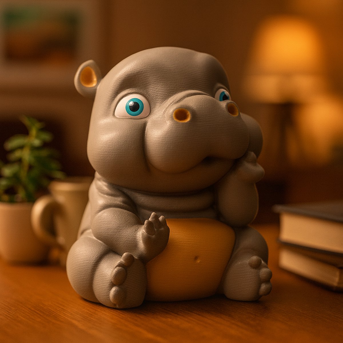 AnimalsAttitude – Grote Baby Nijlpaard Figurine met Middelvinger – 3D-geprint PLA Beeldje – Premium Shelf Ornament & Funny Gift
