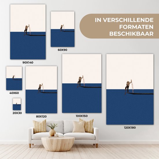 Canvas - Abstrait - Boot - Mer - Texte - Chapeau - Abstraite - 60x90 cm - Canvasdoek - Tableau sur toile
