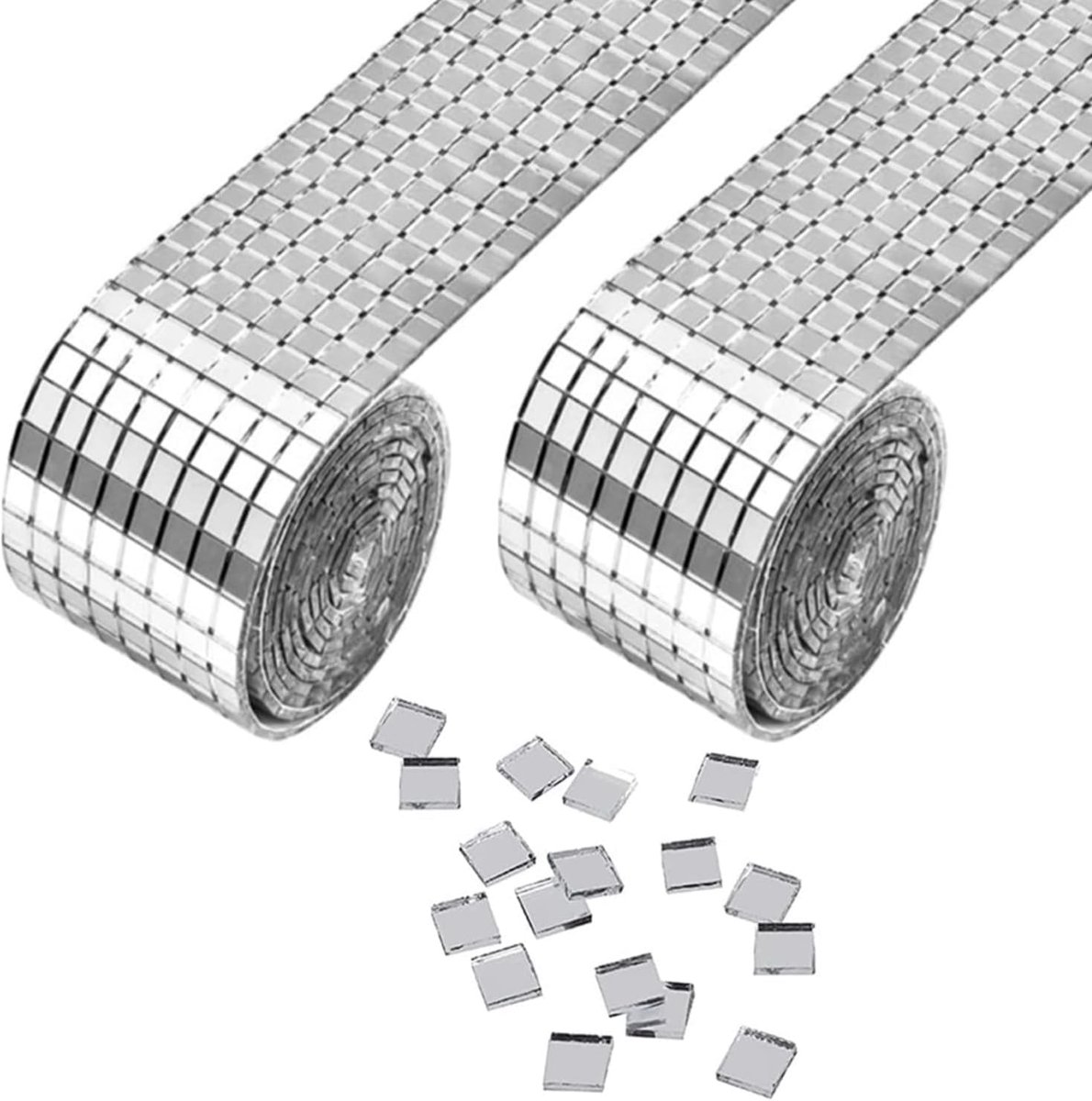 5 x 5mm Mini Spiegel Mozaïekstenen - 3200 Stukken Zelfklevende Mozaïek Tegels - Vierkante Glazen Spiegel - Mozaïek Tegels voor Handwerk en Decoratie voor DIY Keuken en Badkamer, Zilver