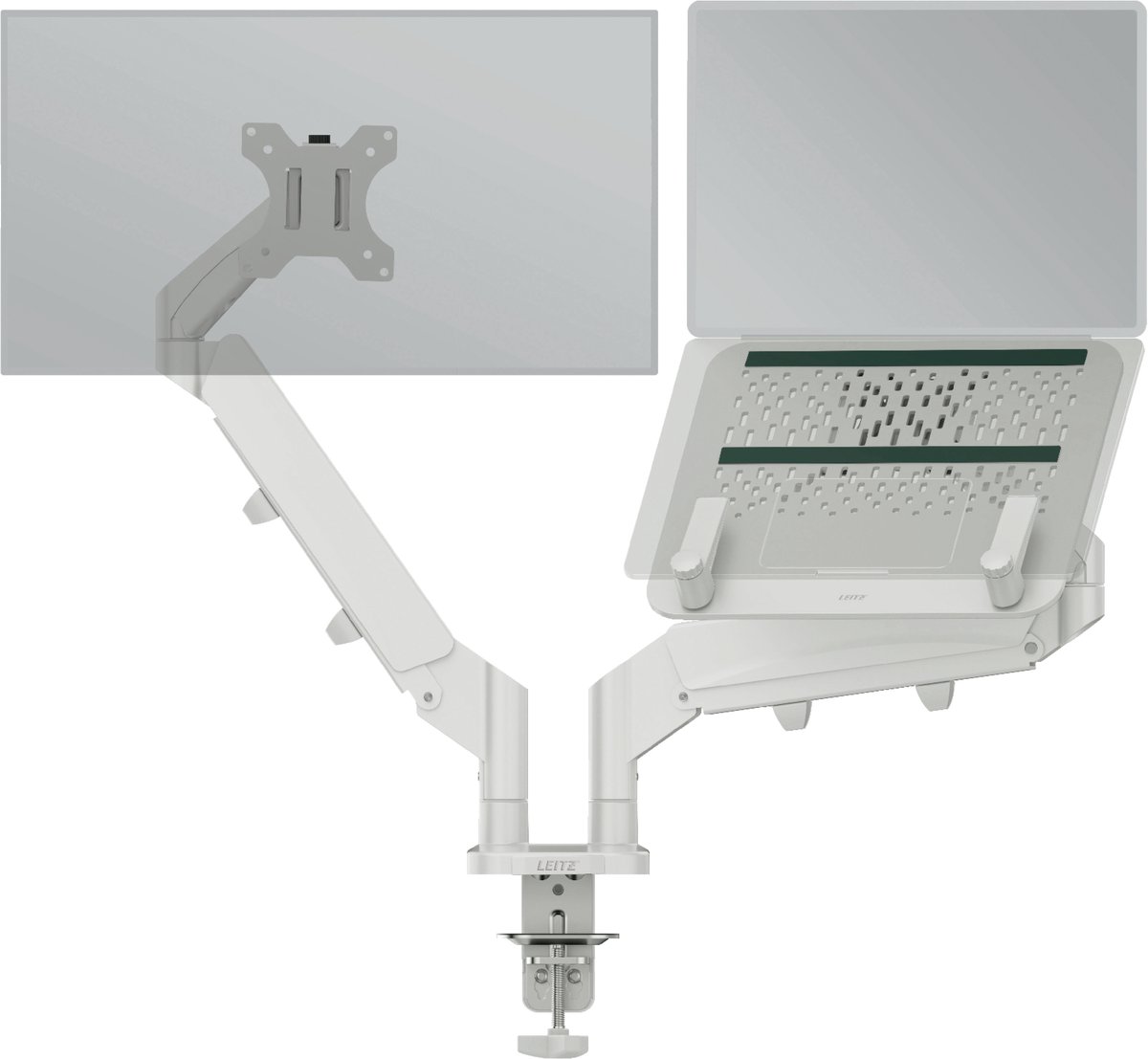 Leitz Ergo Ruimtebesparende Dubbele Monitor - en Laptop arm - Monitor Beugel 17-32 inch