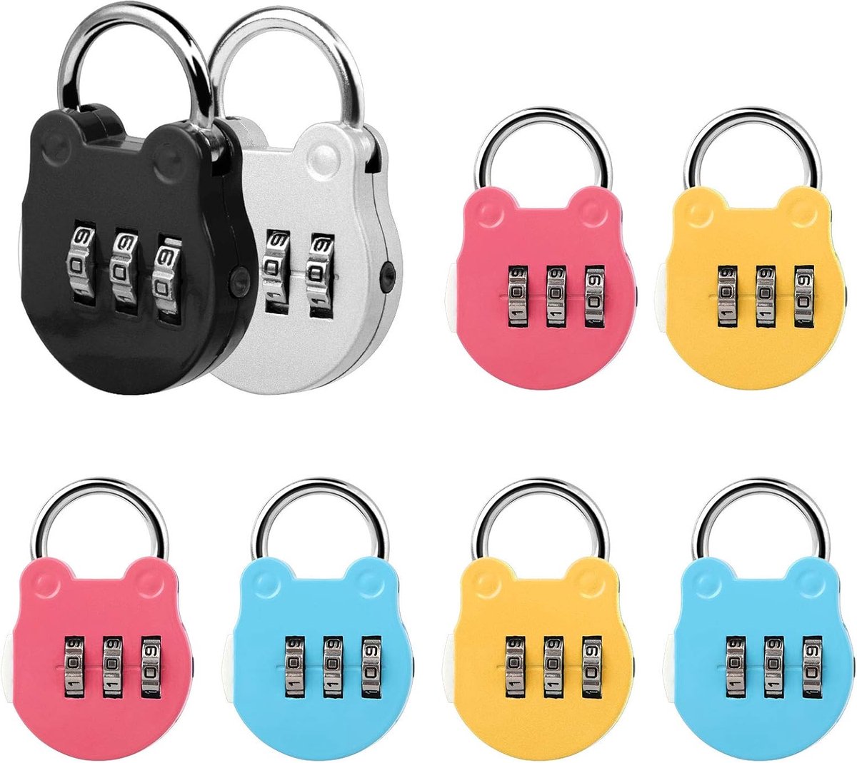 8 Stuks Mini Cijfersloten met 3 Cijfers - Kleurige Aluminium Veiligheidssloten voor Bagage en Kasten
