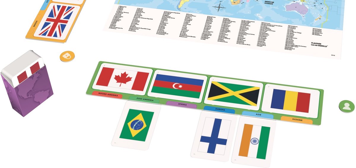 Tactic Vlaggen van de Wereld – Educatief spel – Leer de verschillende wereldvlaggen – 200 Kaarten – Inclusief wereldkaart — afbeelding 12