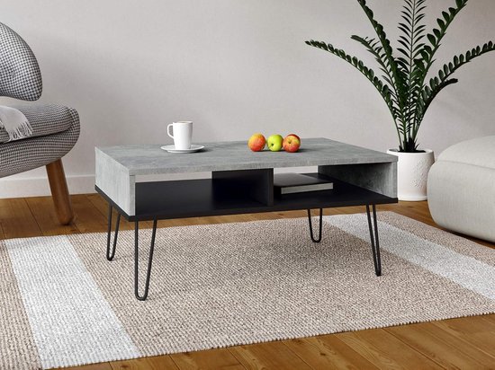 Giantex Salontafel, 2 niveaus, metalen frame, marmer, met