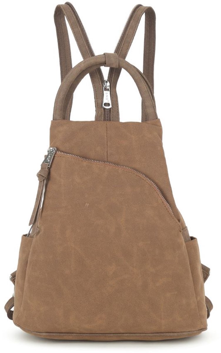Dames Rugtas Cognac - Rugzak met Handvat - Trendy Rugtas - Kerstcadeau
