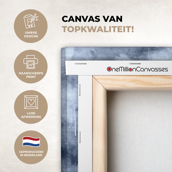 Wereldkaart avec peinture bleue et bleu foncé sur fond avec motif texturé 60x40 cm