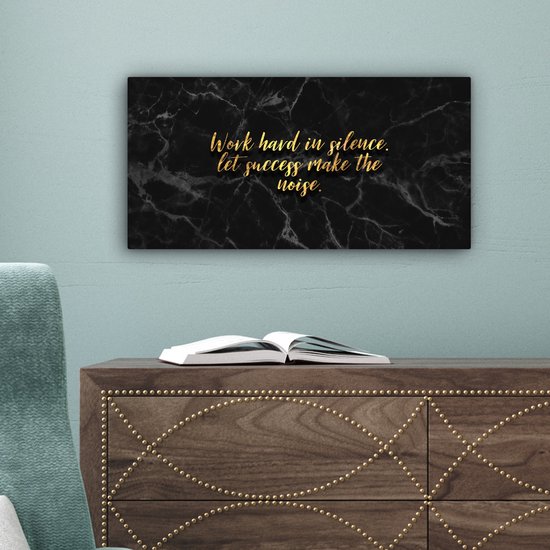 Citations Peinture sur Toile - Motivation - Or - Marbre - 40x20 cm - Décoration murale