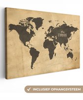 Peintures sur toile Wereldkaart - Explorer - Vintage - 150x100 cm - Décoration murale