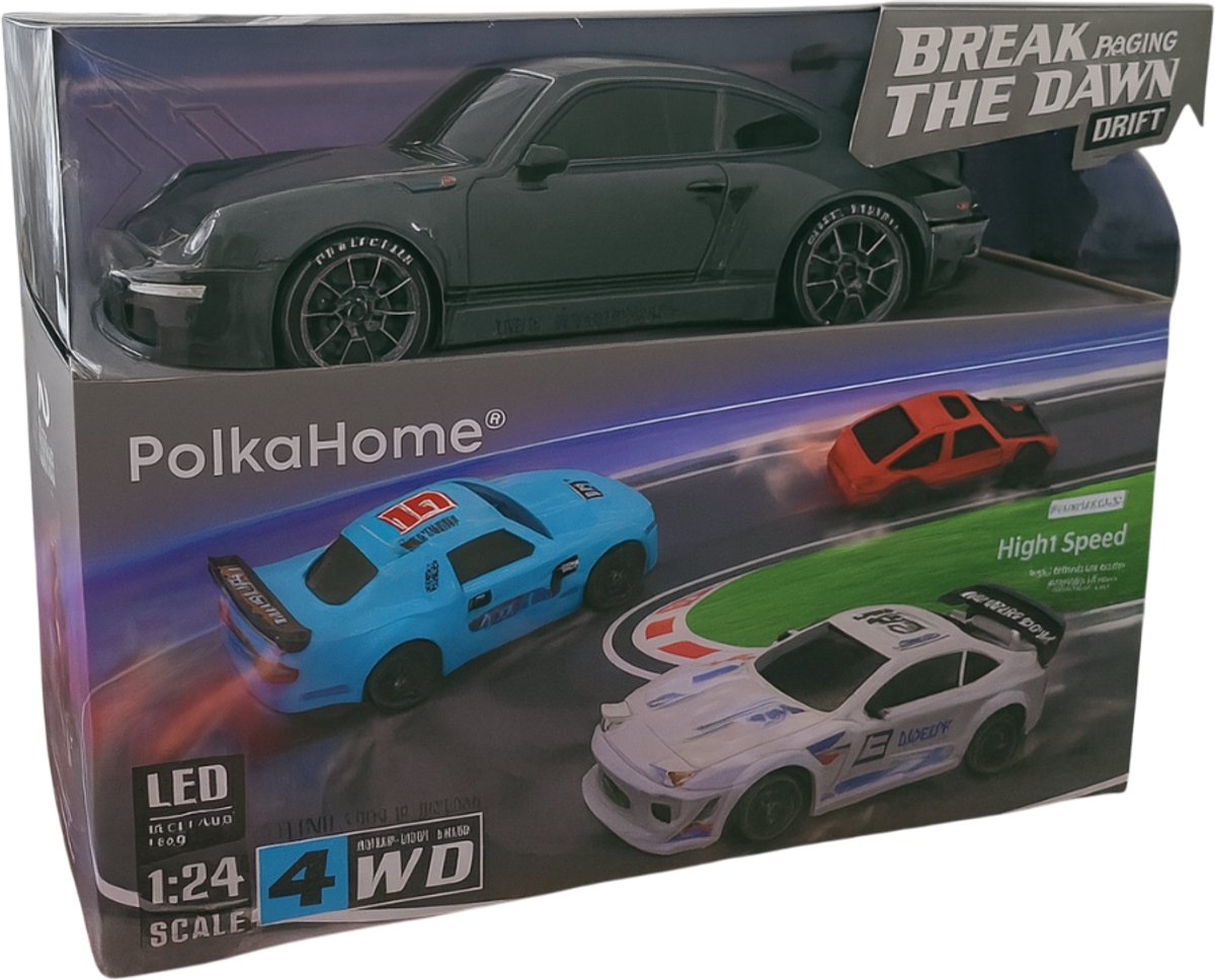 PolkaHome RC Drift Auto 1:24 – Afstandsbestuurbare RC Auto – 4WD – 2 Accu’s – 20 km/h — afbeelding 10