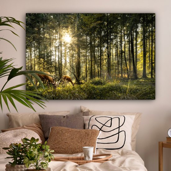 Peintures sur toile Cerf - Nature - Forêt - 120x80 cm - Décoration murale