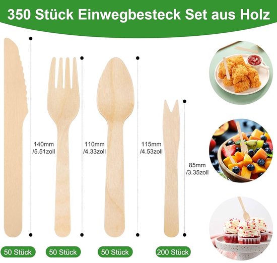 Design wegwerp vorken van hout - 8x stuks - 19 cm - Bestek voor verjaardag/BBQ | - de