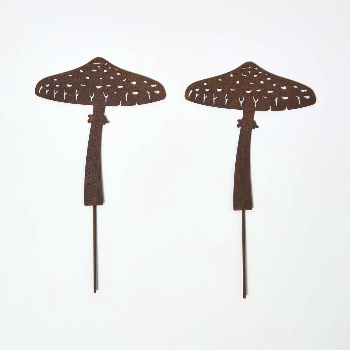 Homescapes Tuinpaal Roest - Paddenstoelen Tuindecoratie Set van 2