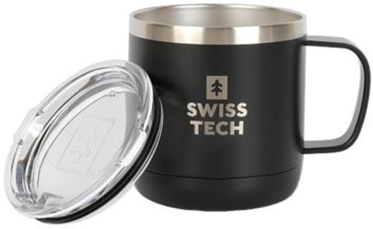 Swiss-Tech ST072003 – Thermomok 413 ml – RVS 304 – Dubbelwandige vacuümisolatie – BPA-vrij – Direct drinkdeksel