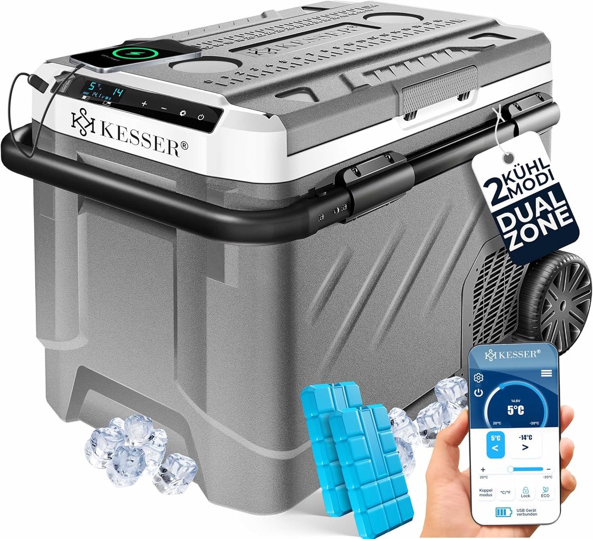 Dual-Zone Compressor Koelbox - Elektrische Vriesbox met LED Touch Control voor Auto en Kamperen