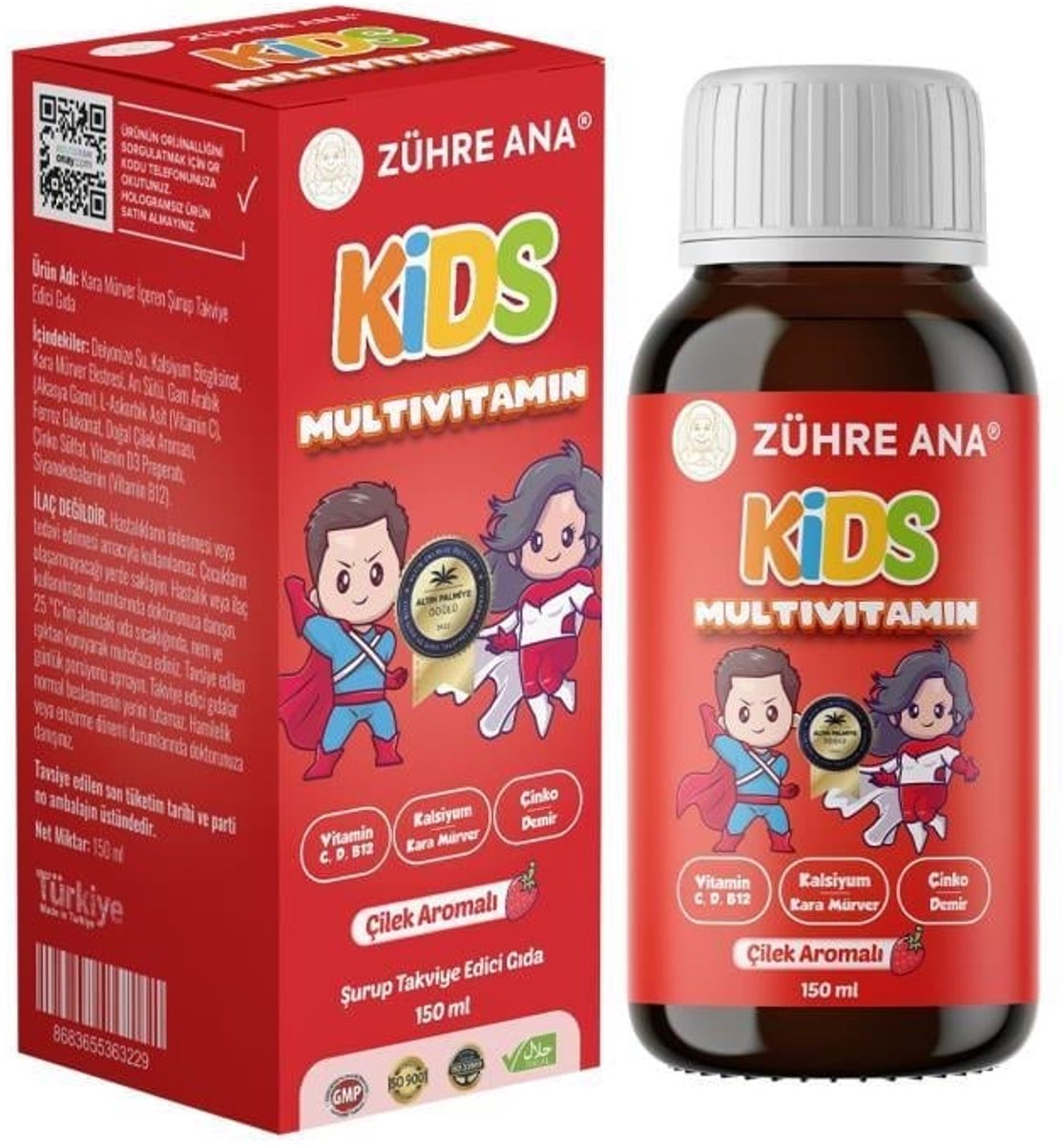 Zühre Ana® Kinder Multivitamine – Dagelijkse Ondersteuning voor Immuunsysteem met Heerlijke Aardbeiensmaak