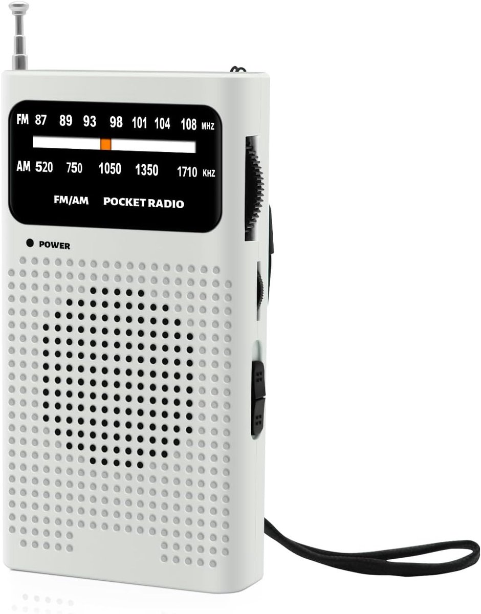 Kleine draagbare AM/FM radio met uitstekende ontvangst en hoofdtelefoonaansluiting