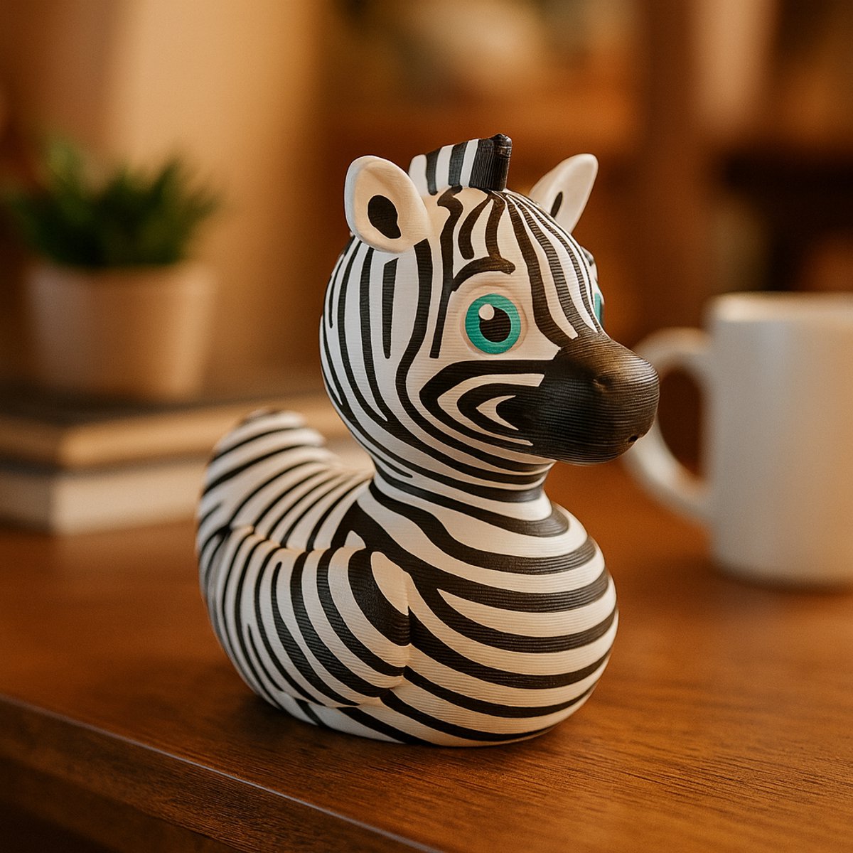 TheDuckSpecialist – Kleine Zebra Eend – 3D-geprint Dieren Figurine – Cute Home Accent Piece