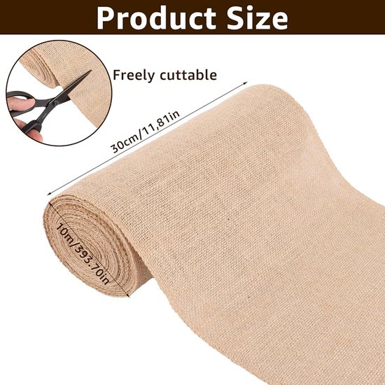 300 cm tafelloper natuurlijke jute band tafelloper jute stof voor kerstfeest ornamenten hoofddecoratie en cadeauverpakking (10 cm 300 cm tafelloper natuurlijke jute band tafelloper jute stof voor kerstfeest ornamenten hoofddecoratie en cadeauverpakking (10 cm