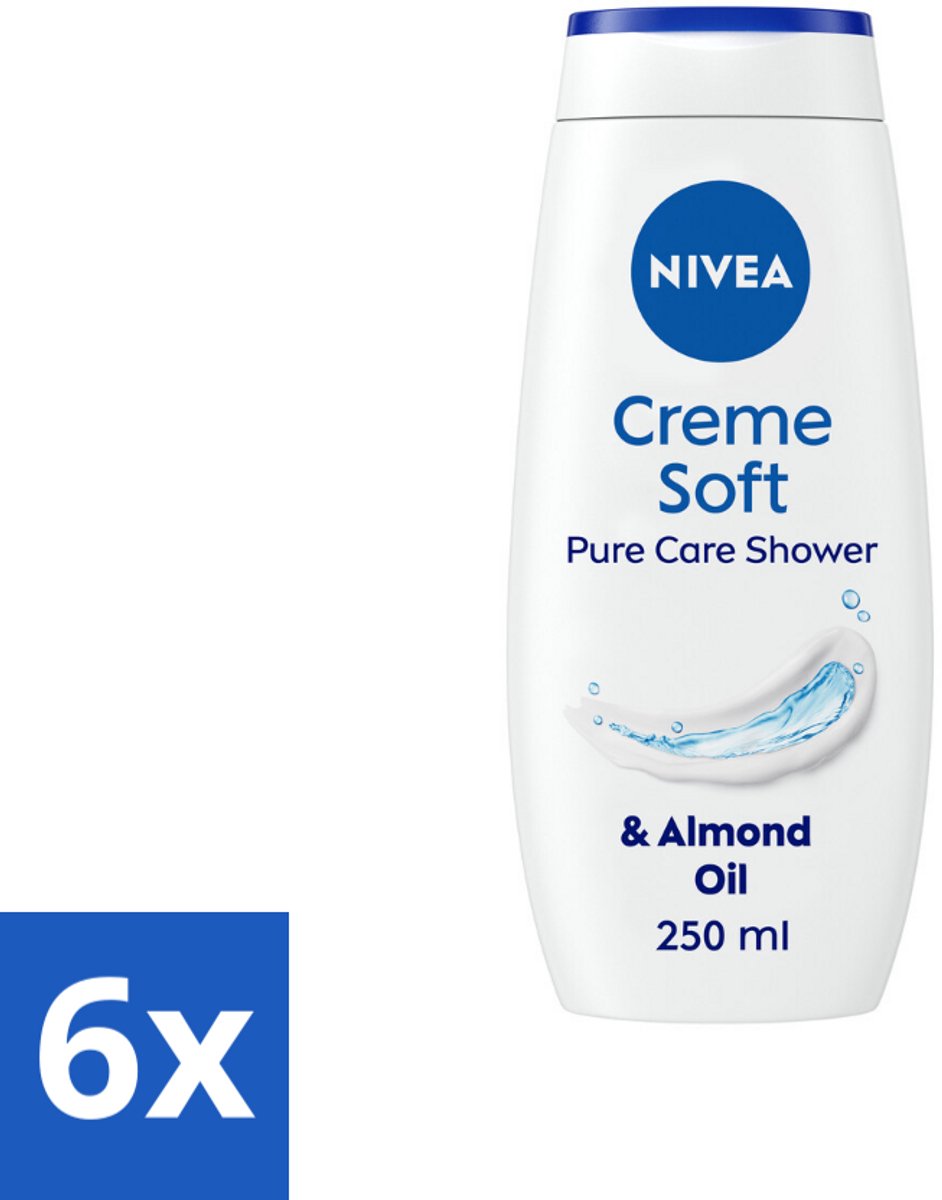 6 x NIVEA Douchecrème Soft 250 ml - Douchecrème - Hydratatie - Amandelolie - Zachte Huid - Voedend Schuim