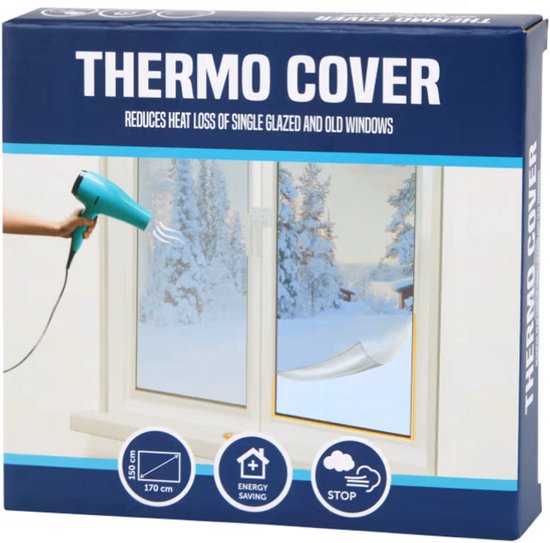 Raamisolatiefolie 170 x 150 cm - Thermo Cover - Eenvoudig te installeren Vermindert warmteverlies