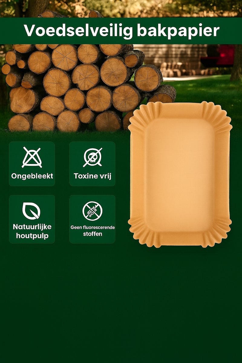 Airfryer Bakpapier voor Dubbele Heteluchtfriteuse – 200 Stuks, 22x14 cm – Te gebruiken voor: Ninja AF300EU, AF400EU, AF451EU, AF500EU, SL400EU en Andere Tweezone Airfryers — afbeelding 4