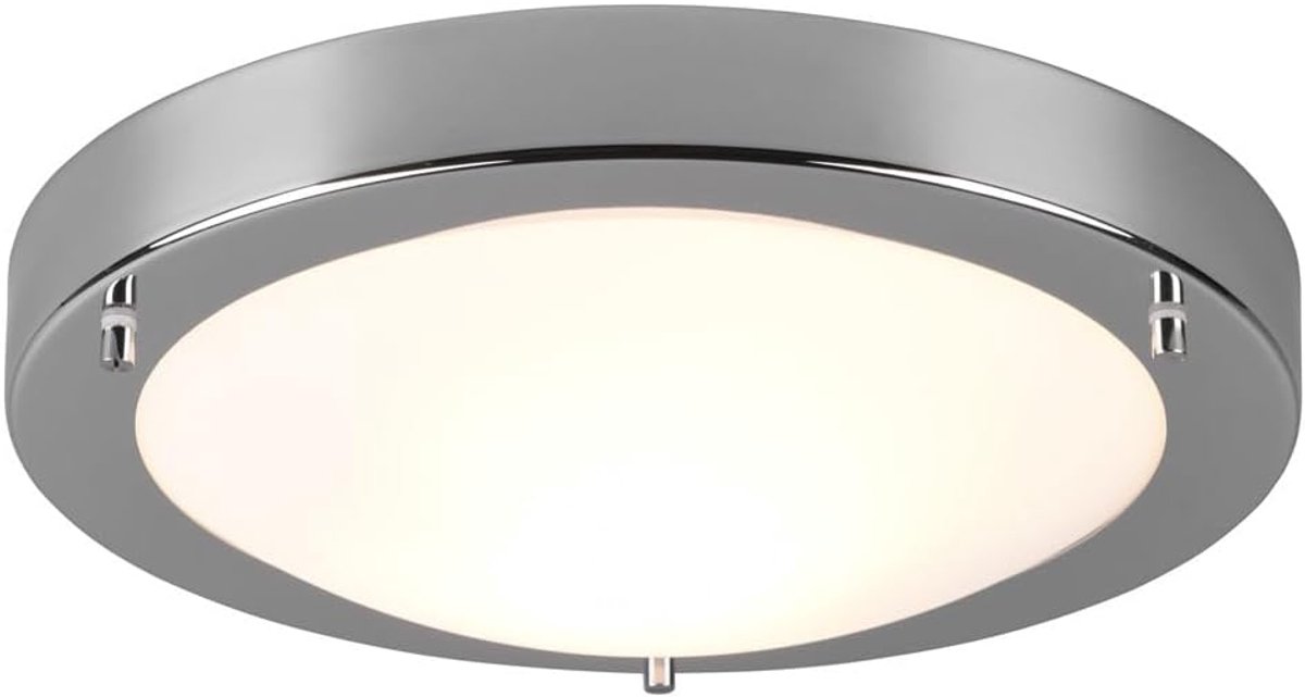 Plafondlamp in Chroomkleur met Opaal Wit Glas - IP44 Geschikt voor Badkamer