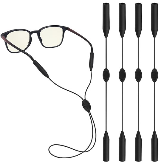 BOTC Brilkoord - 4 Stuks - tot 35 cm - Leesbril - Verstelbaar - Lichtgewicht - Brillenkoord - Zwart