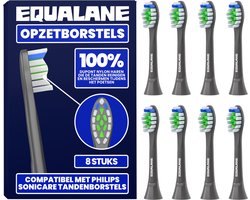 EQUALANE - Opzetborstels geschikt voor Philips Sonicare tandenborstels - Zwart - 8 Stuks