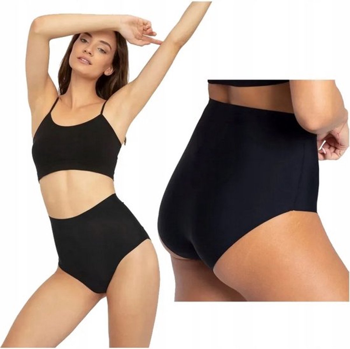 Gatta - Brigitte - Dames Ondergoed – Hoge Taille – Zwart – Maat M – Comfortabele Slip ( 1 stuks )