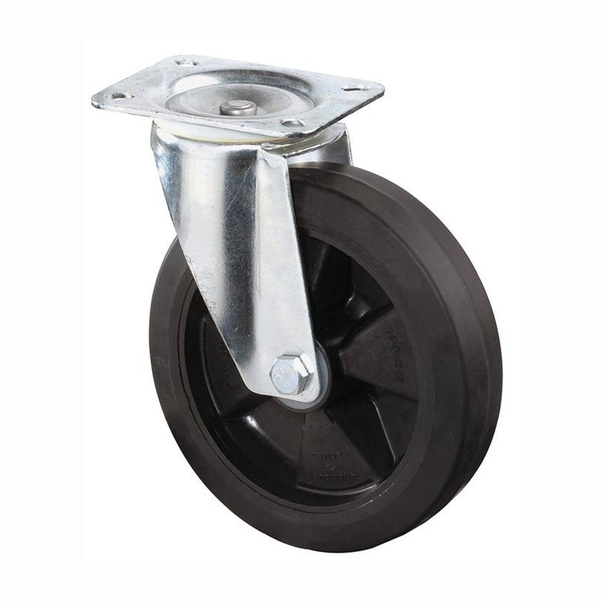 BS zwenkwiel met schroefplaat Elastisch massief rubber zwart Roll...