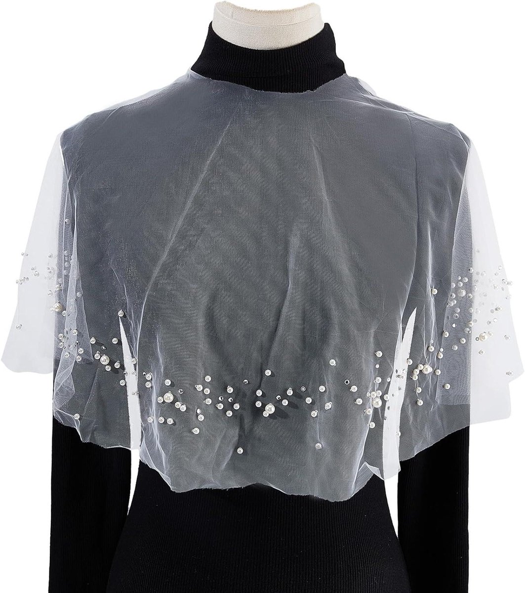 JHubers Goods - Capelet Parelsjaal - Dames avondkleding accessoire - Zijdeachtige bruidssjaal