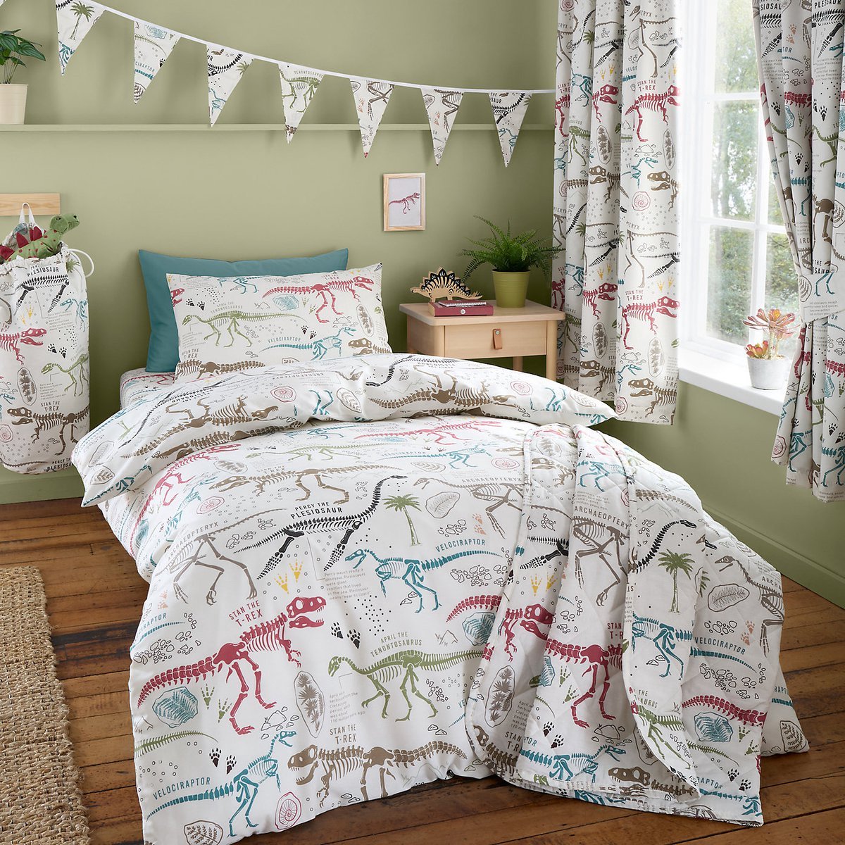 Dinosaurus - Dekbedovertrek - 120 x 150 cm. - Peuterbed - Juniorbed - Dino Ontdekken - Dekbed