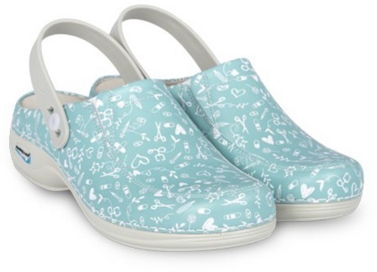 NursingCare Wash'Go Sweet Aqua 39 - Medische Klompen - Werkklompen - Klompen Dames - Medische Schoenen - Met Print - Anti-slip