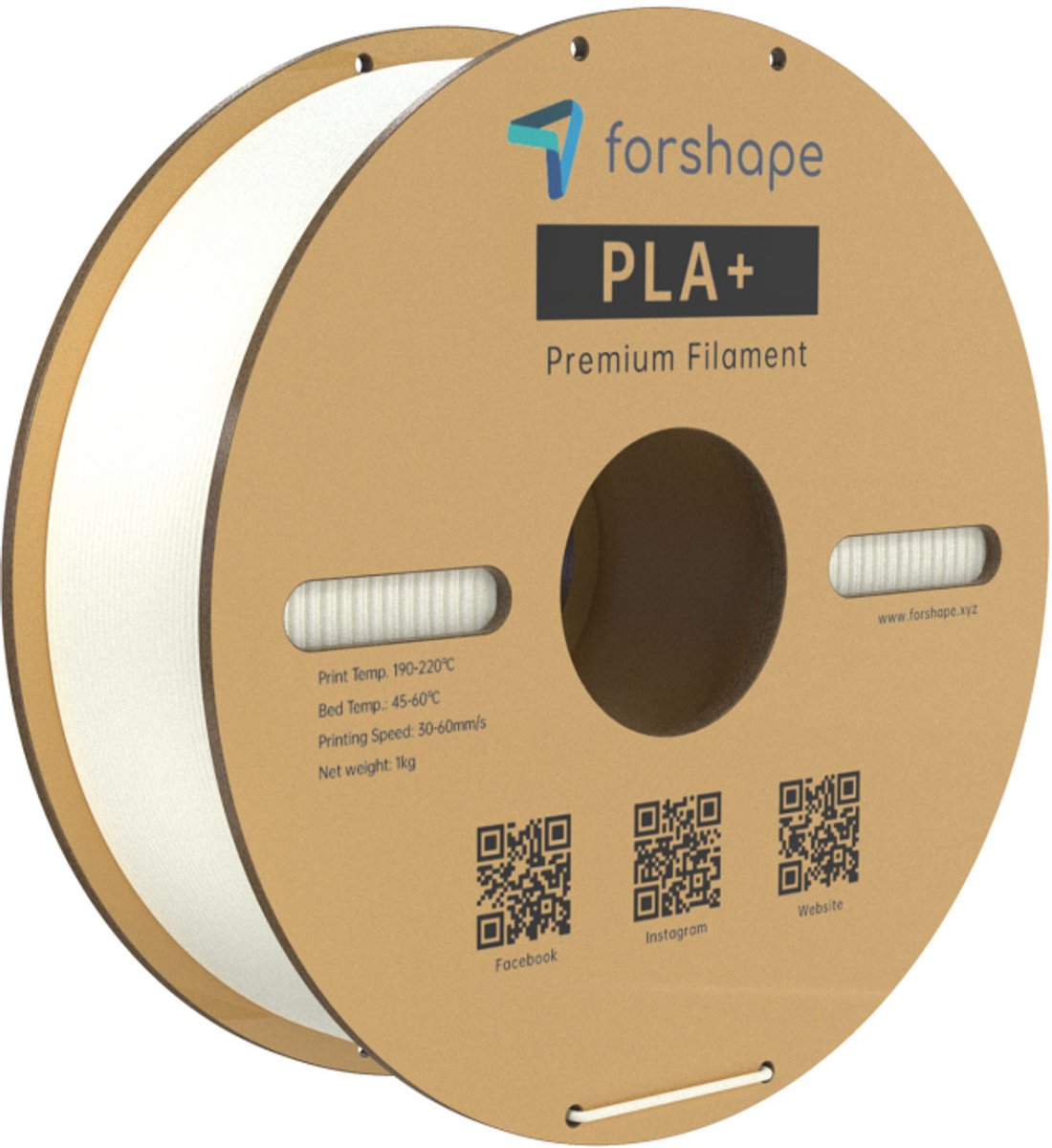 PLA+ Premium Wit Filament ForShape – 1.75mm – 1KG – Hoge Sterkte & Precisie – 3D Printer Filament