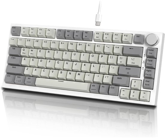 MKSS® Mechanical Keyboard - Mechanisch Toetsenbord Gaming - Grijs en Wit