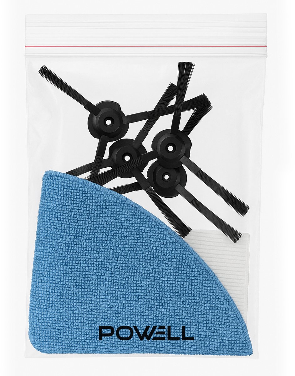 Powell Robotstofzuiger Reserveonderdelen - 2 Borstels, 2 Dweildoeken, 6 Filters