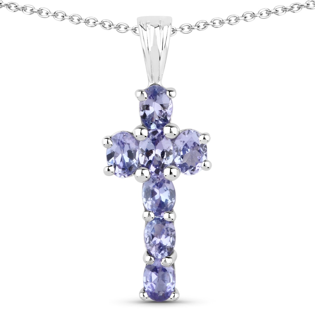Vira Jewels Anhänger mit Kette 925-Sterling Silber rhodiniert Glänzend Tansanit violett