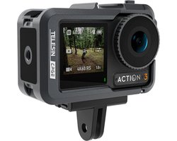 Telesin Metalen Cage voor DJI Osmo Action 3 & 4 - Met Cold Shoe Mount - Beschermende Behuizing - Metaal - Grijs