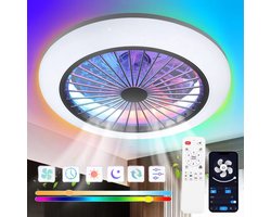 RGB Plafondventilator - Met Speaker - Dimbaar Met Afstandsbediening - 12 Kleuren - 50W - RGB Muziek Ventilator - Woonkamerlamp - Kroonluchter Ventilator