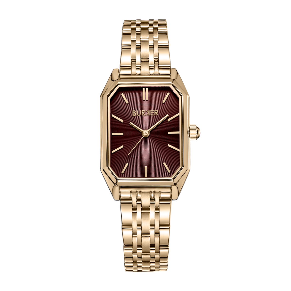 BURKER Isabell Horloge Dames - Rechthoekig - Goud Burgundy - Schakelband - 36 mm