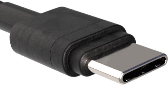 Close-up van een zilverkleurige USB-C connector.