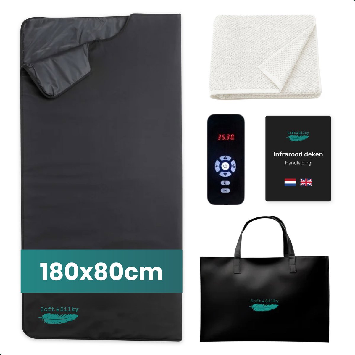 Comfort Flow Infrarood Deken - Leer - Infrarood - Rood licht therapie - Sauna - Red Light Therapy - Lamp - Warmte - Elektrische - Deken - Voor spieren fibromyalgie en gewrichten