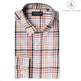Chris Cayne overhemd lange mouw - XXL - ruit dessin rood/zand - borstzak