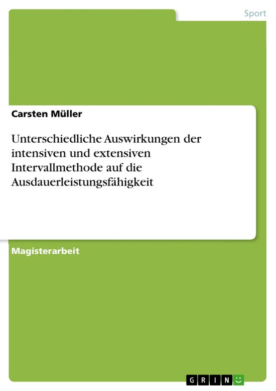 Unterschiedliche Auswirkungen Der Intensiven Und Extensiven  ... - cover